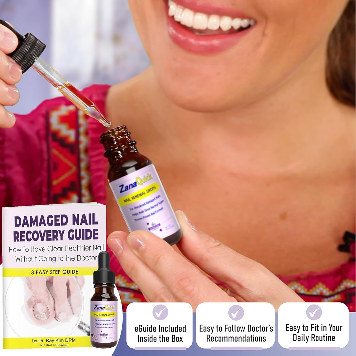 ZanaQuick Extra Strength Toenail & Fingernail Repair Drops - Nail Care Renewal for Thick, Damaged & Discolored Nails - 2 Pack