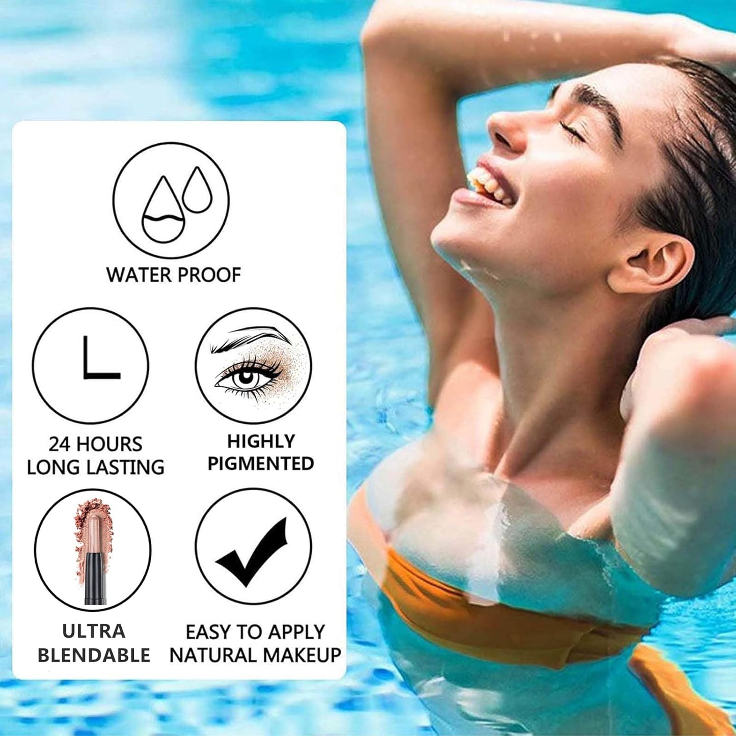 Caramel Eyeshadow Stick Makeup, Cream Shimmer Eye Shadow Pencil, Hypoallergenic Waterproof Long Lasting Crayon, Smooth Glitter Primer Palette Eyeliner Make up