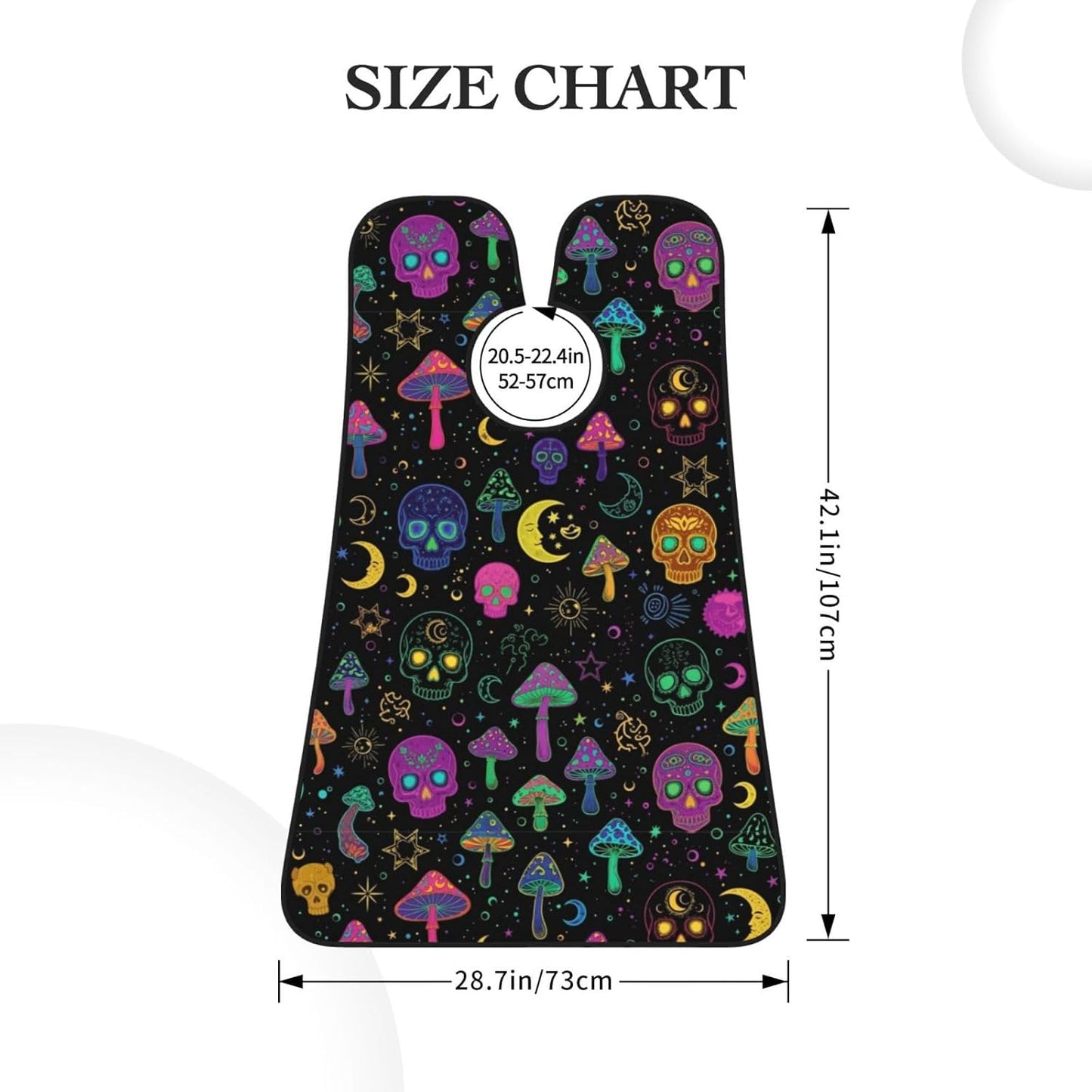 Non-Stick Beard Shaving Bib, Hair Catcher Apron with Suction Cups, Waterproof Grooming Tool for Men Husband, Trippy Moon Skulls Mushrooms Shave Bib