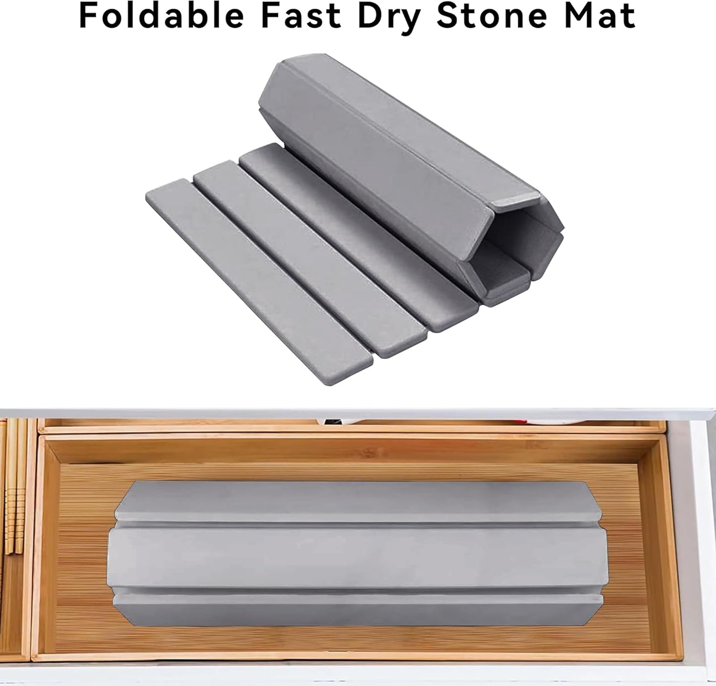 Large Fast Dry Stone Mat, 24" x 16" Drying Board Diatomaceous for Kitchen Counter, Dish Drying Mat, Bathroom Absorbent Pad, Drying Stone Mat for Kitchen, Utensils, Vegetable, Fruits, Gray