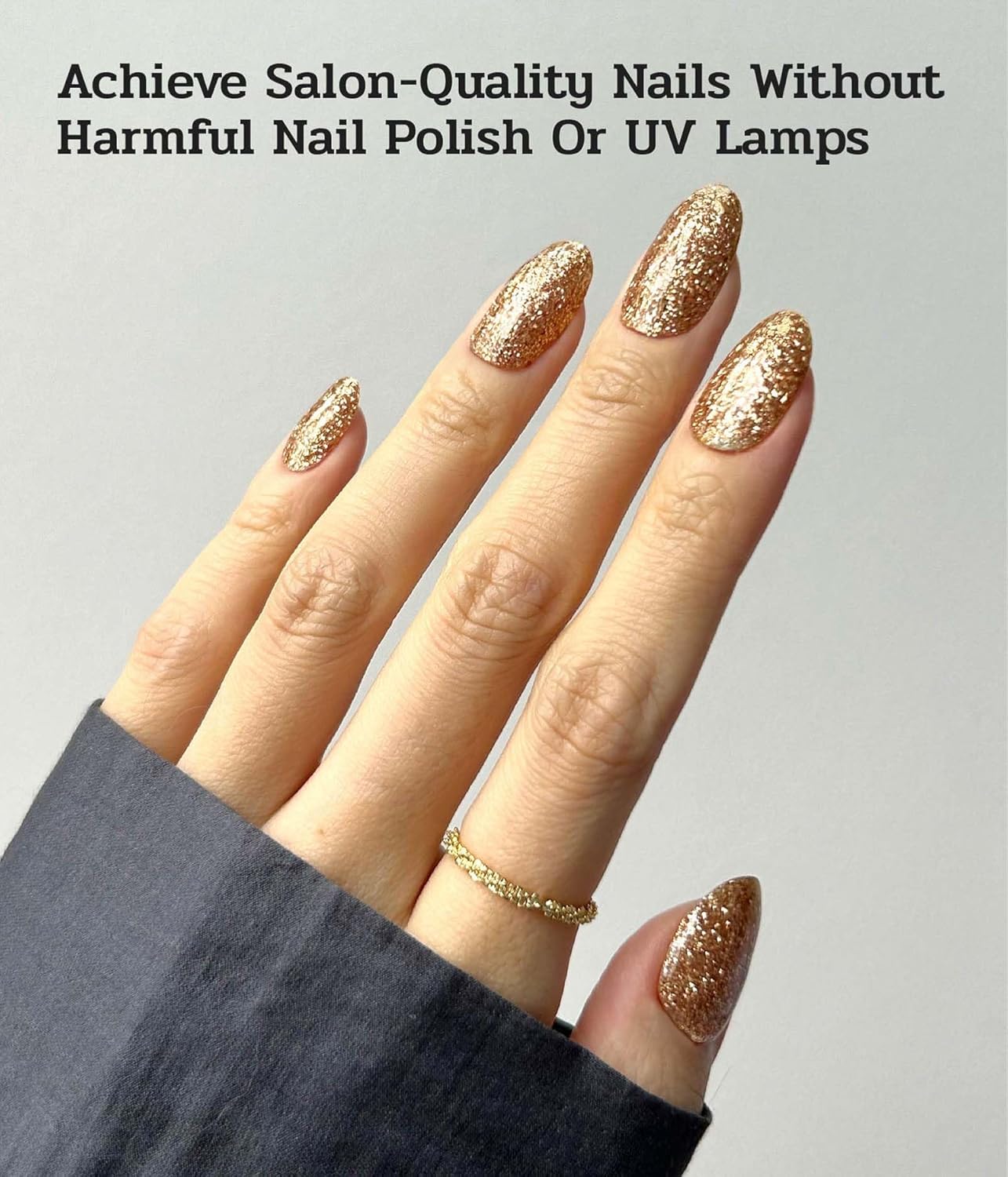 Nail Polish Strips - 22 Pcs Salon Quality Gel Nail Stickers - Long Lasting Wraps (Honey Golden)