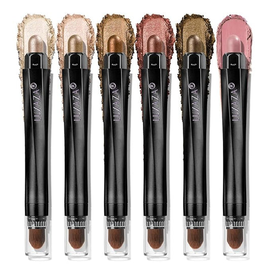 Neutral Eyeshadow Stick Makeup Set, Metallic Shimmer Matte Cream Eye Shadow Eyeliner Brightener Pencil Crayon - Classic 6PCS A003