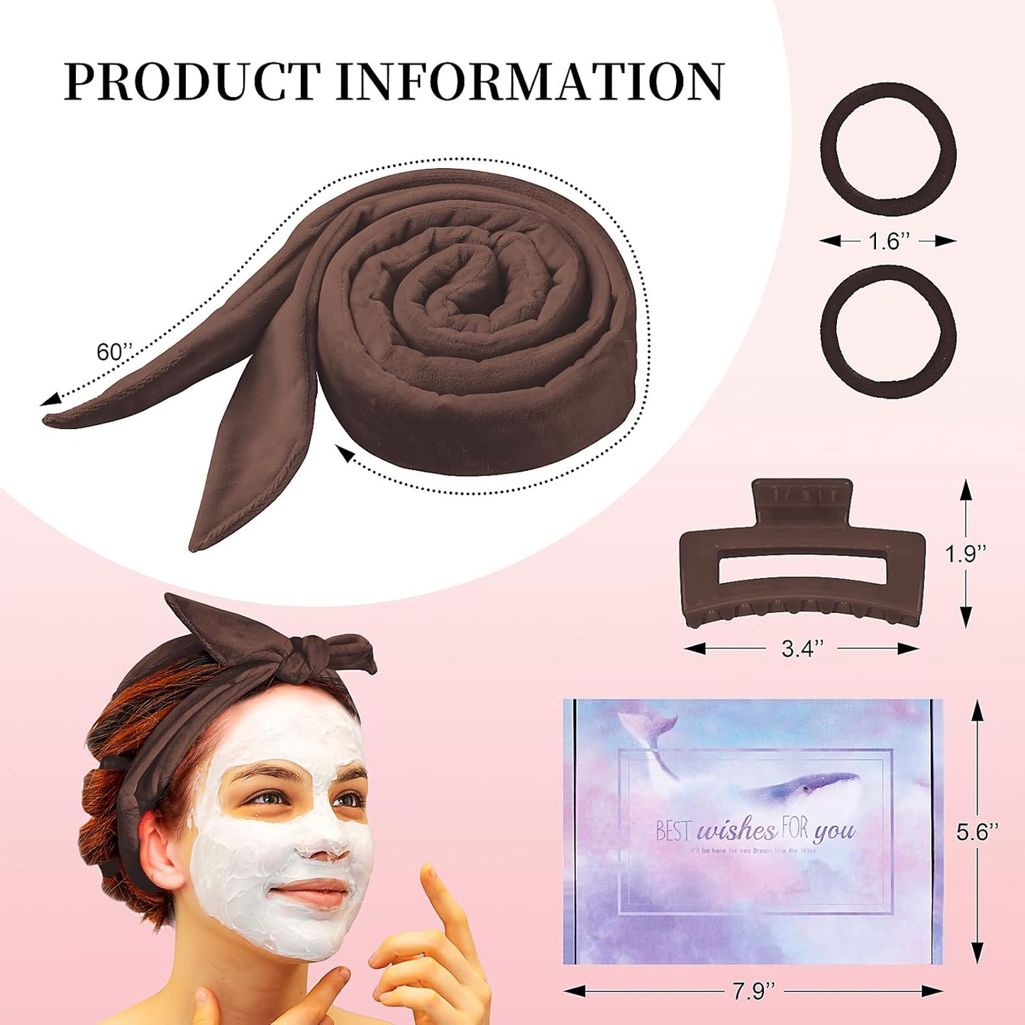 Heatless Curling Rod Headband, Upgraded 60" Extra Long Soft Hair Curlers to Sleep In, No Heat Curls for All Hair Types, Hair Wrap Curls Styling Kit for Girls (Brown, 1 Count)