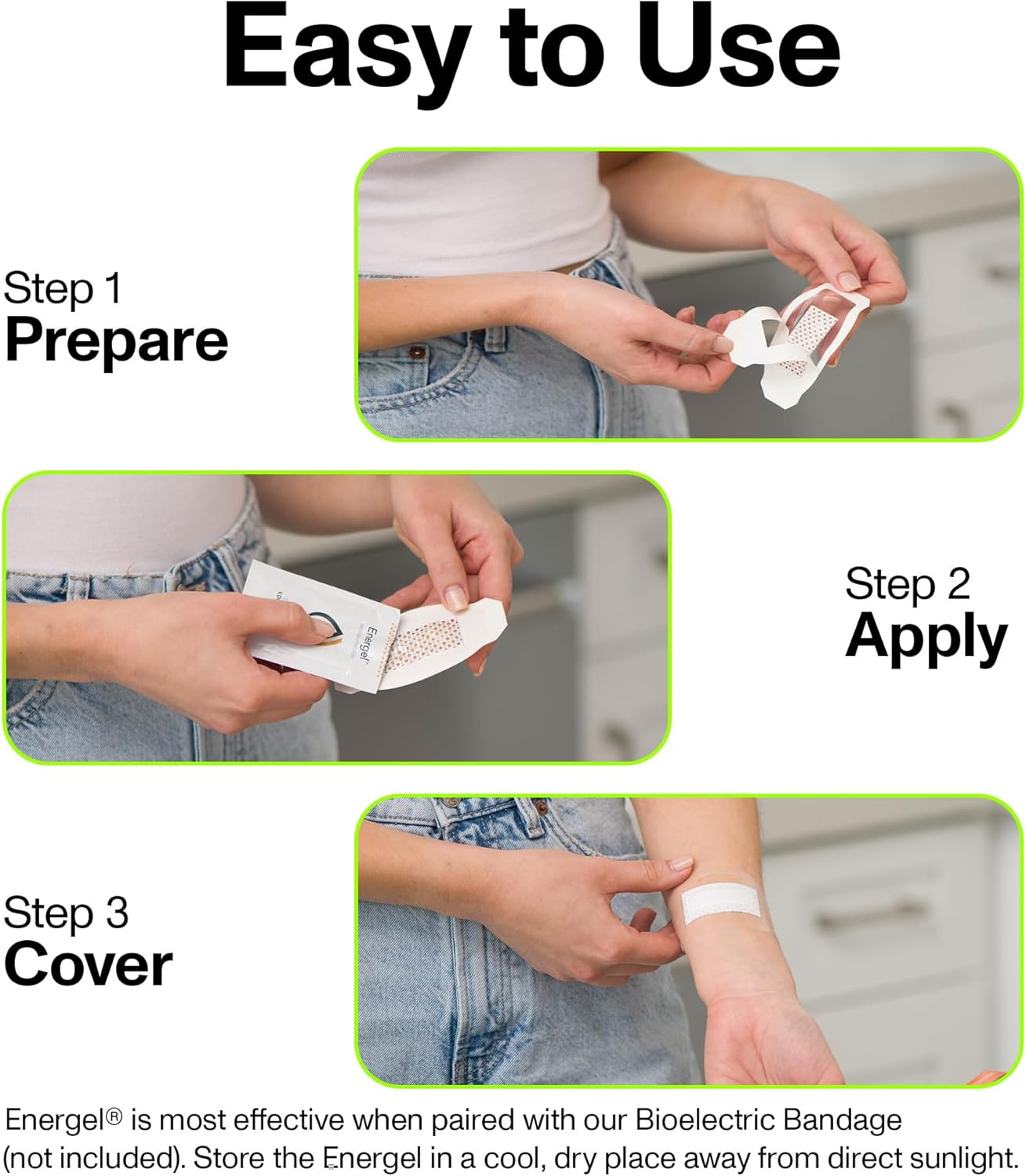 PowerHeal Energel Hydrogel – Wound Gel to Cover Your Wound and Help Maintain & Provide Moisture for Cuts, Abrasions, Blisters, Burns, Scrapes, Surgical Incisions, Ulcers & More – 5-Pack, 0.26 Oz Each