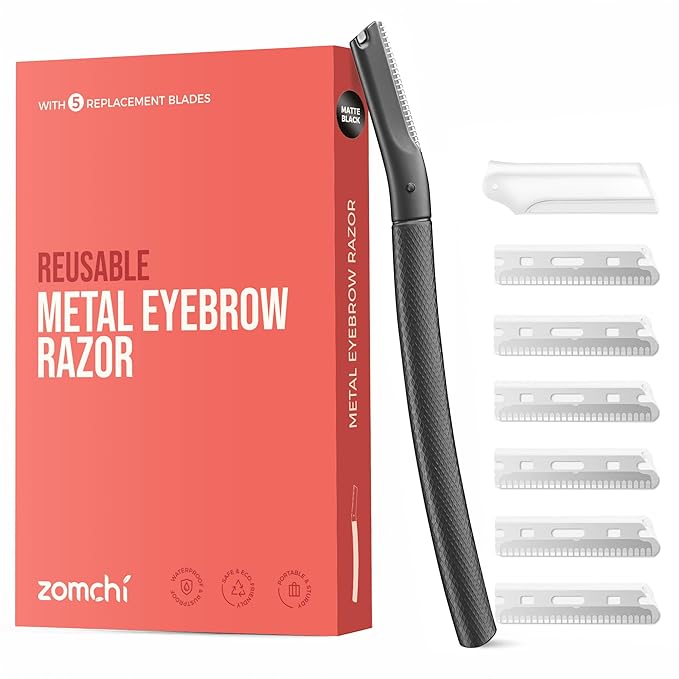 ZOMCHI Eyebrow Razor, Face Razors for Women&Men, Eyebrow Trimmer Shaper with Precision Cover,Facial Shaver with 6 Blades (Black)