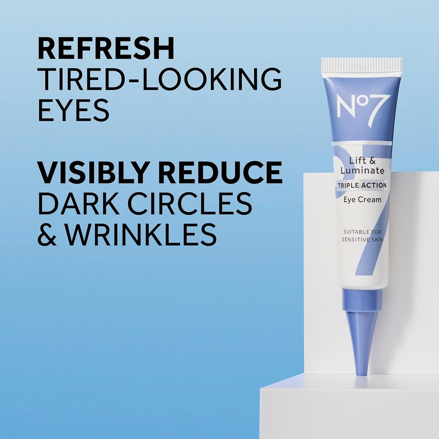No7 Lift & Luminate Triple Action Under Eye Cream - Dark Circles Under Eye Treatment with Vitamin C & Collagen Peptide Technology - Helps Reduce Puffiness, Bags & the Appearance of Wrinkles (0.5 Oz)