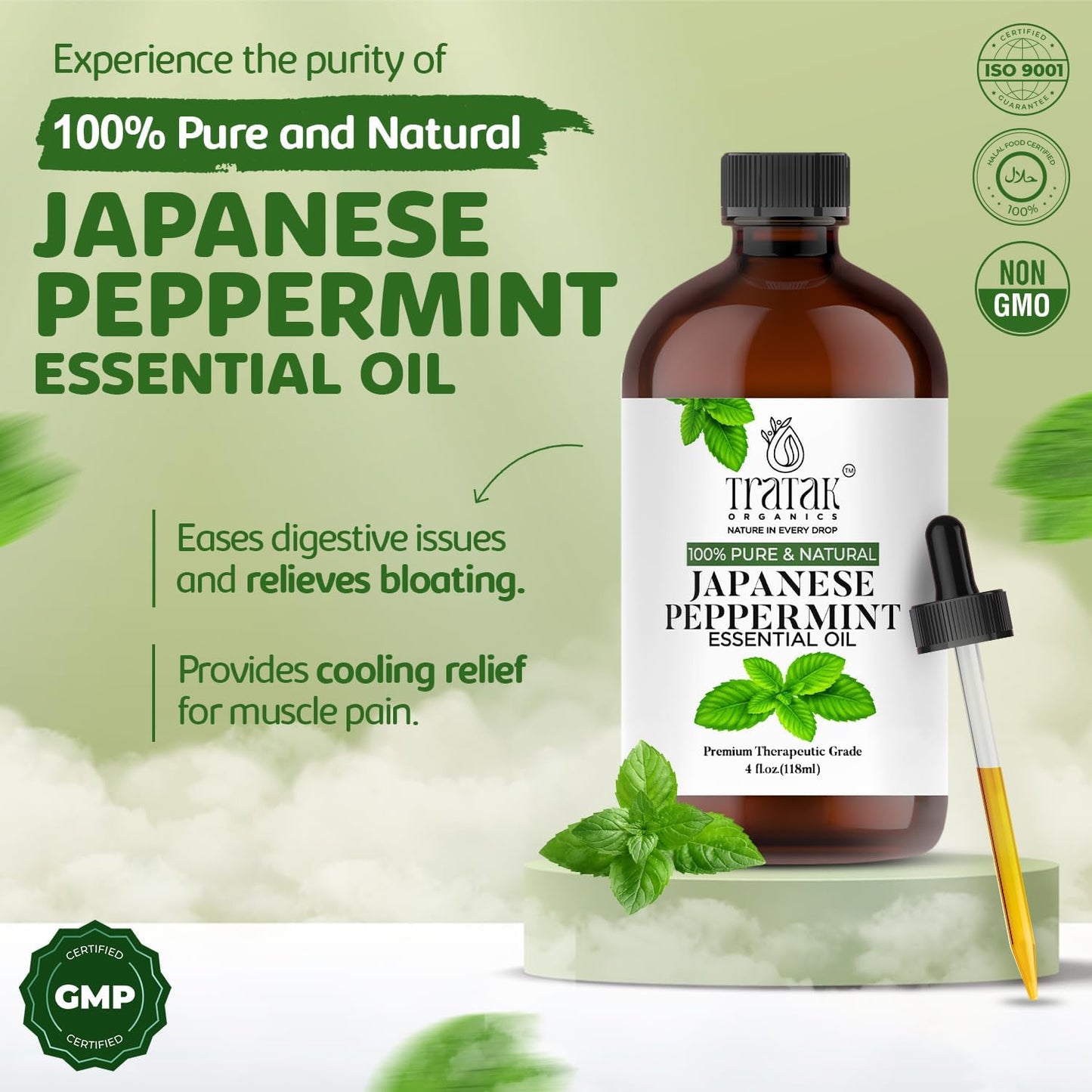 Peppermint Essential Oil - 100% Pure and Natural Oil with Premium Glass Dropper - Undiluted Essential Oil for Aromatherapy, Diffuser, Hair Care, Skin Massage and DIY's | 4 fl oz (Pack of 2)