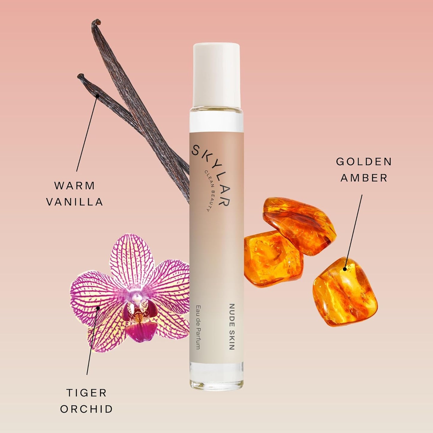 Skylar Nude Skin Eau de Parfum - Hypoallergenic & Clean Perfume for Women & Men, Vegan & Safe for Sensitive Skin, Notes of Pineapple, Vanilla, Coconut- 10mL /0.33 Fl oz