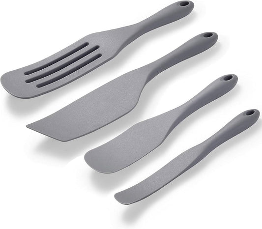 Tongjude Silicone Spurtle Set, Silicone Spatula Set, Heat Resistant Cooking Utensil for Nonstick Cookware, Serving，Baking, Whisking, Smashing, Scooping, Spreading, 4 Piece