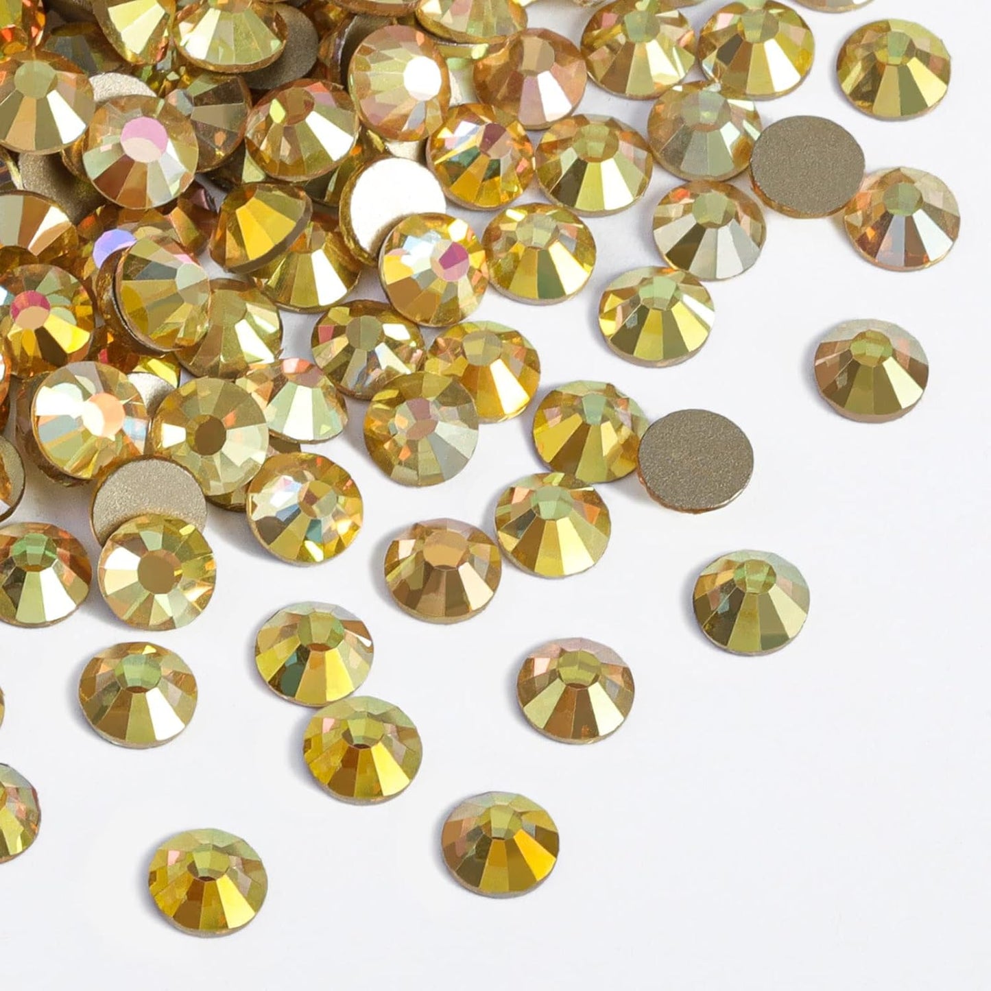 beadsland Flat Back Crystal Rhinestones Round Gems, Metal Sunlight (2.7-2.8mm) SS10/1440pcs