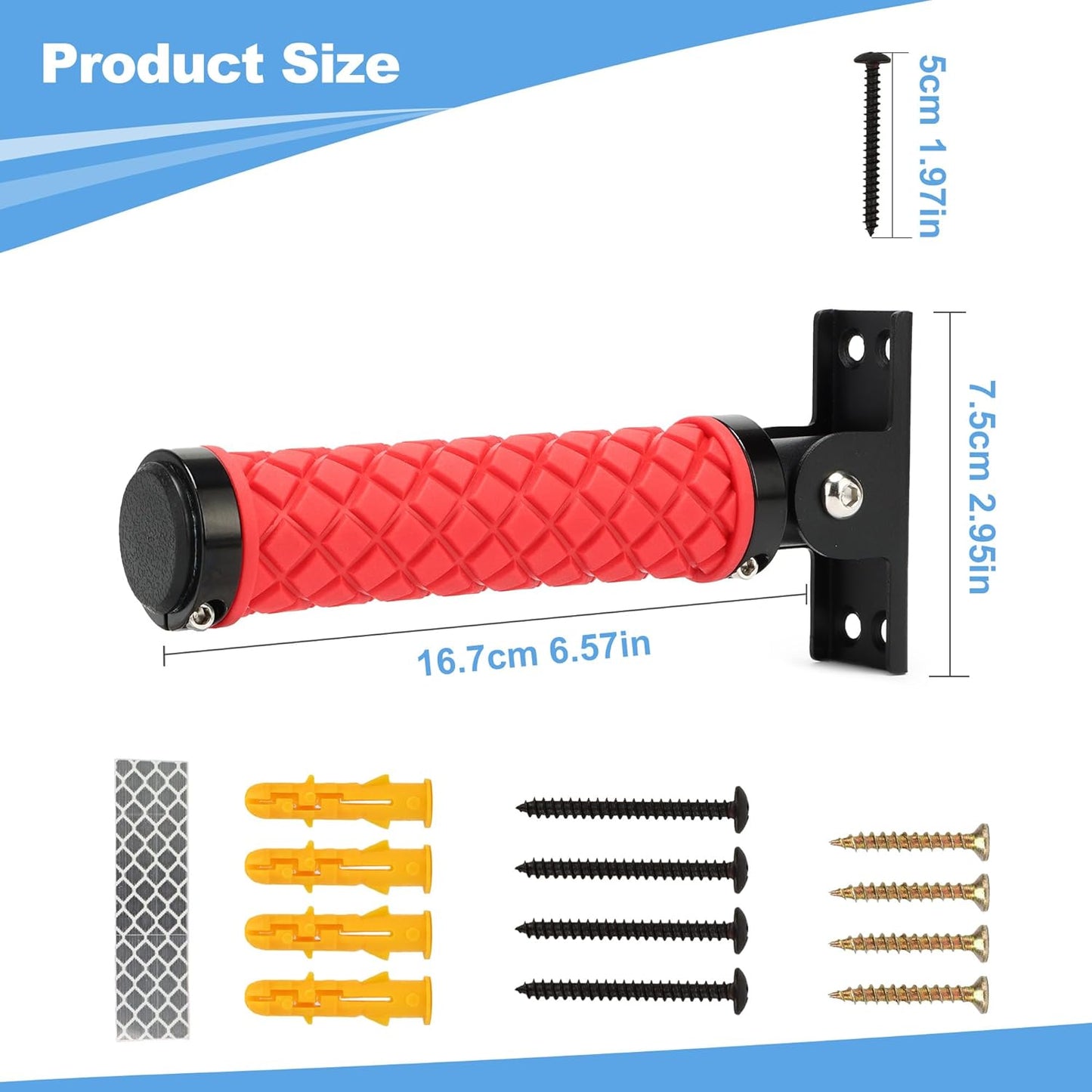 Doorway Flip Assist Handle for Elderly,Folding Grab Bar,Wall Handles Non-Slip Grip for Disabled,Pregnant,Seniors Handicap and Injured People,Luminous Aid Supports Up to 300 Pounds(Red)