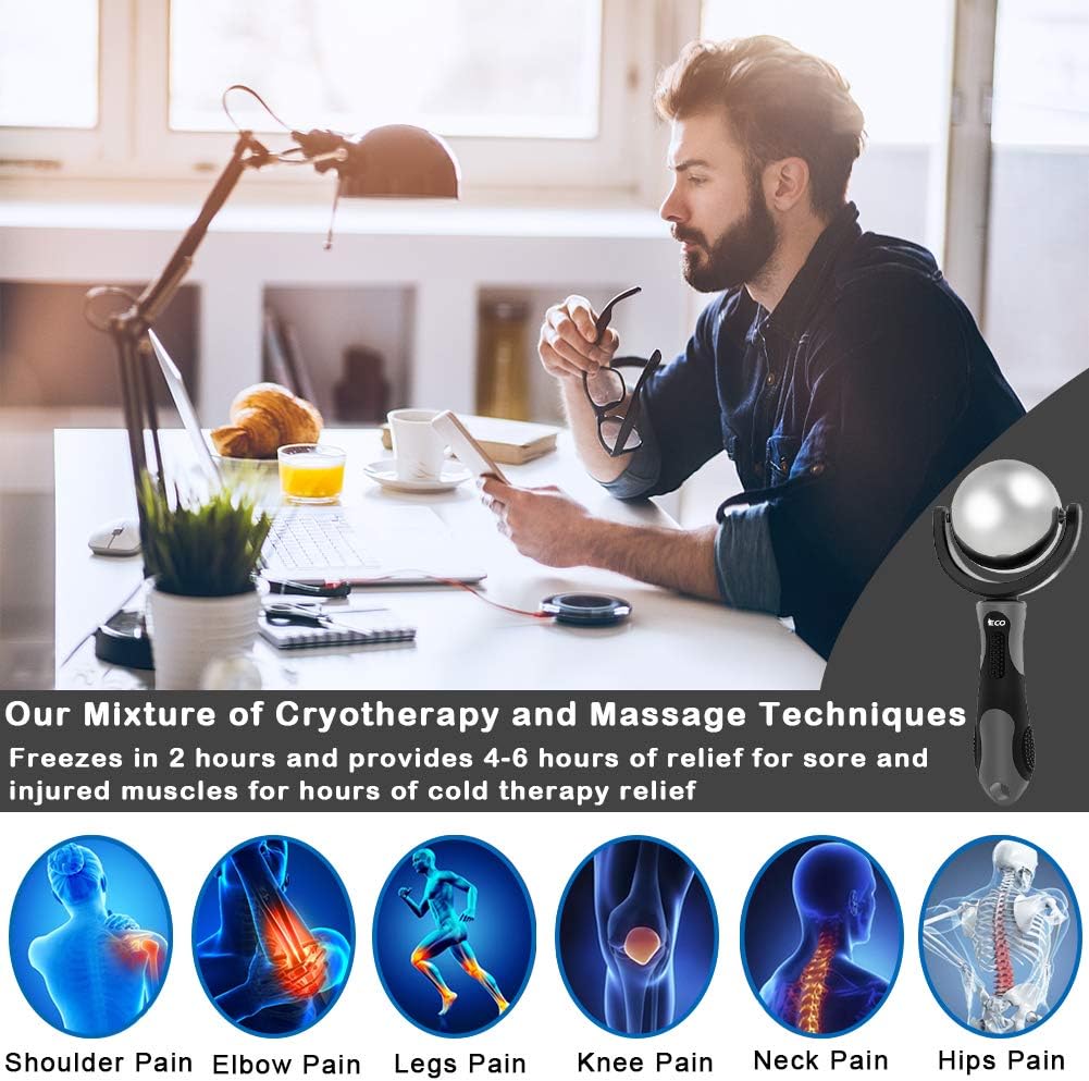 Cryosphere Cold Massage Roller Ball - Massage Ball for Cold & Heat Relief, Myofascial Release, Trigger Point Therapy, Muscle Knots - Deep Tissue Ice Massager