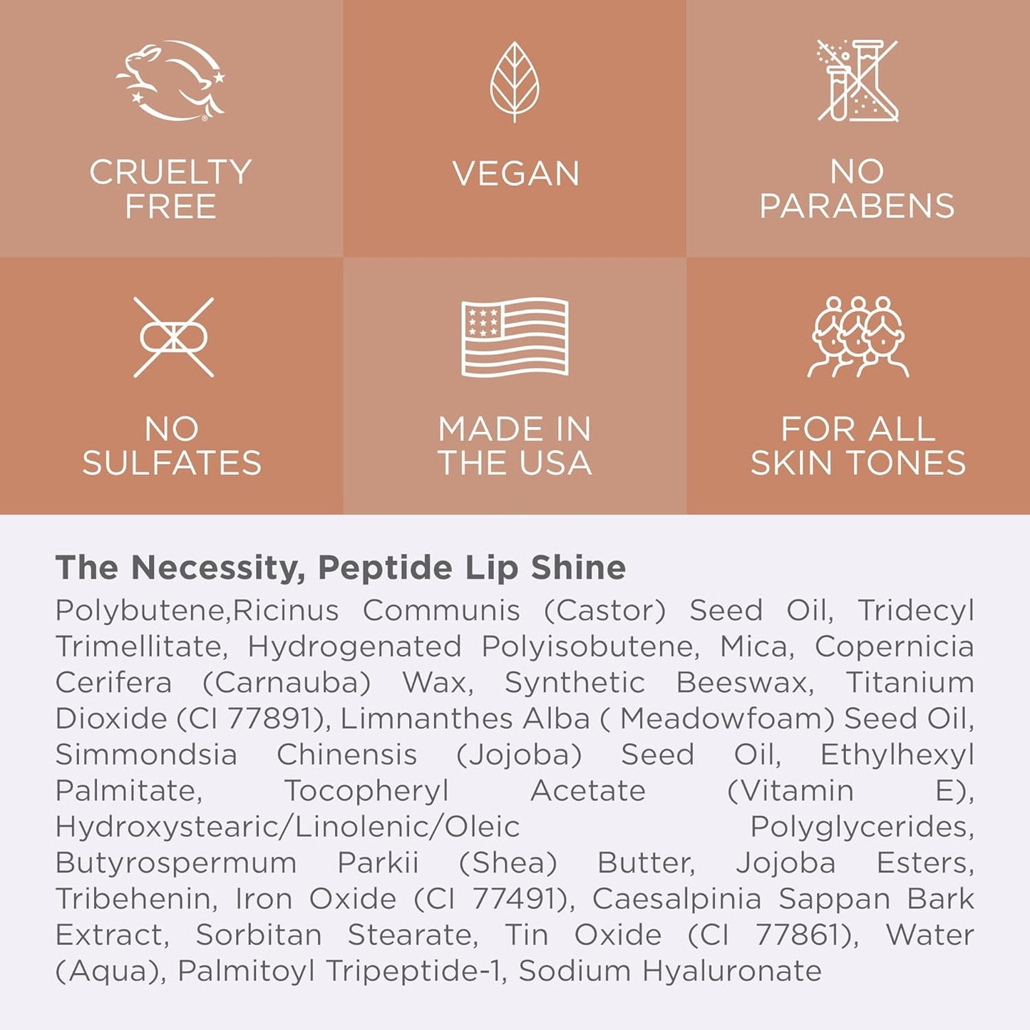 Côte Beauty's Euphoria Peptide Lip Shine, Ultra Hydrating & Long-Lasting Shimmery Sheer Nude Plumping Lip Gloss for Women with Hyaluronic Acid, Shea Butter & Jojoba Oil, Vegan & Cruelty-Free, 0.12FlOz