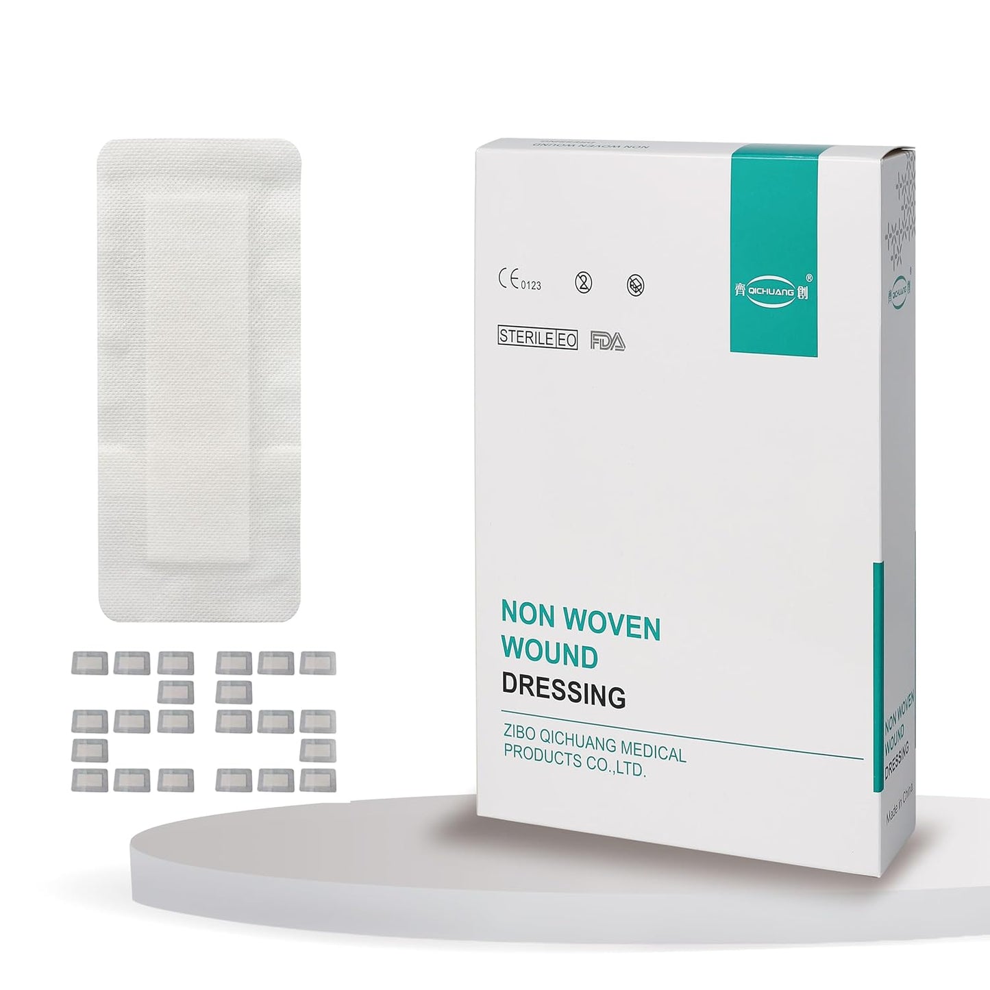 4X10 Inches Large Sterile Adhesive Island Wound Dressing Bandages - Non Woven Cover with Bordered Gauze Pads,25 Individually Pack, High Absorbent, Medical Grade by QICHUANG(4X10INCHES-C25)