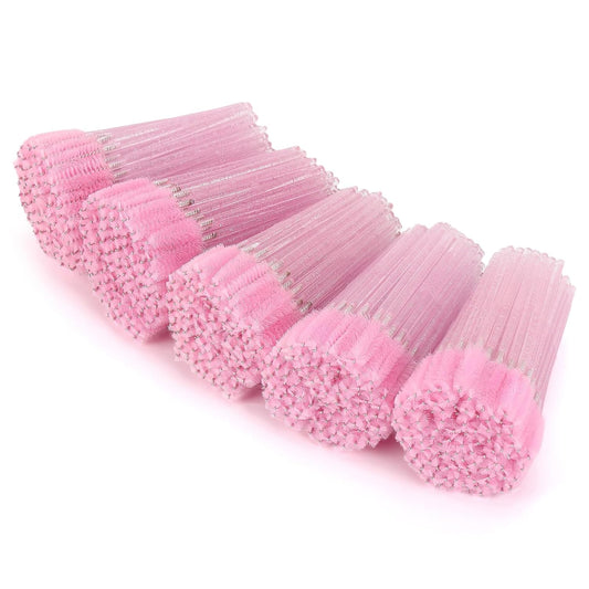 Tbestmax 500 Disposable Mascara Wands Eyelash Brush Spoolies for Eyebrow Eye Lash Extension Pink
