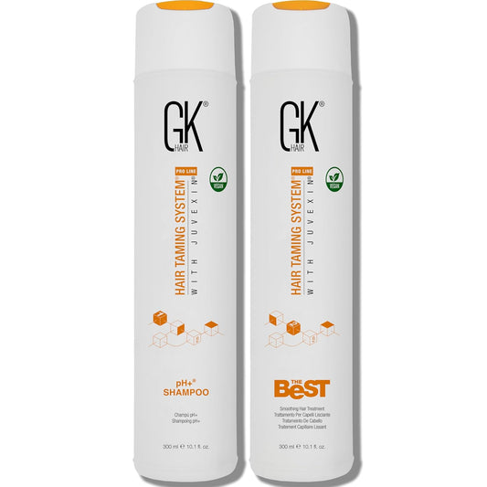 GK HAIR The Best Vegan Keratin Treatment Kit 10.1 fl oz – Pre Treatment Shampoo Straightening Complex for Smooth Silky Frizz-Free Hair Professional Long Lasting Smoothing System