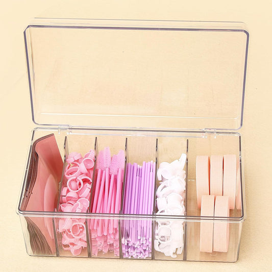 MoyRetty Acrylic Lash Extension Organizer, Large Capacity Eyelash Extension Supplies Storage Container Box, Neatly Store and Organize Your Lash Supplies (Clear)