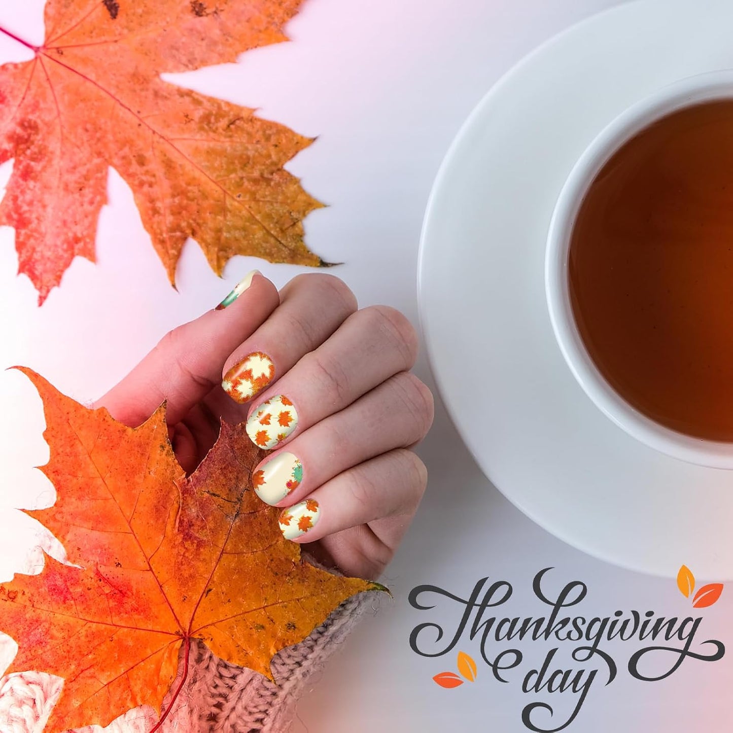 24 Sheets Holiday Nail Wraps Stickers, Halloween Christmas Thanksgiving Day All Seasonal Full Nail Polish Strips, DIY Self-Adhesive Fall Winter Nail Art Decals with 2 Piece Nail Files for Party Decor