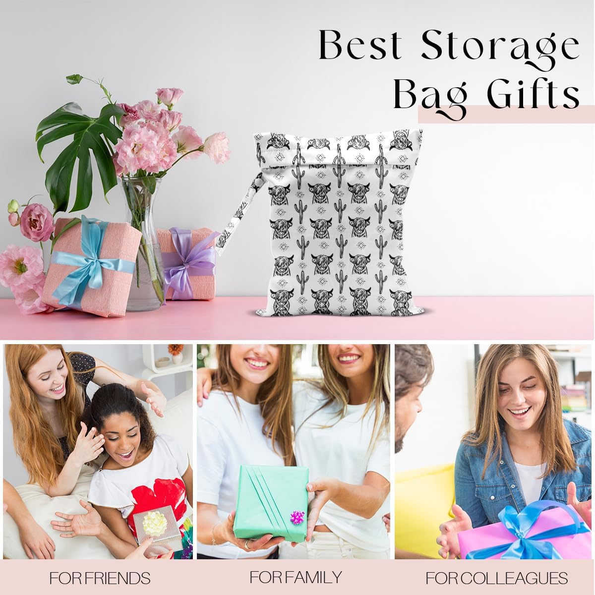 Waterproof Wet Bag for Swimsuit, Travel Beach Wet Dry Bag, Hidden Zipper Reusable Western Cowgirl Wet Bags, for Travel Beach Wet Swimsuits Toiletries Diapers Laundry Bag