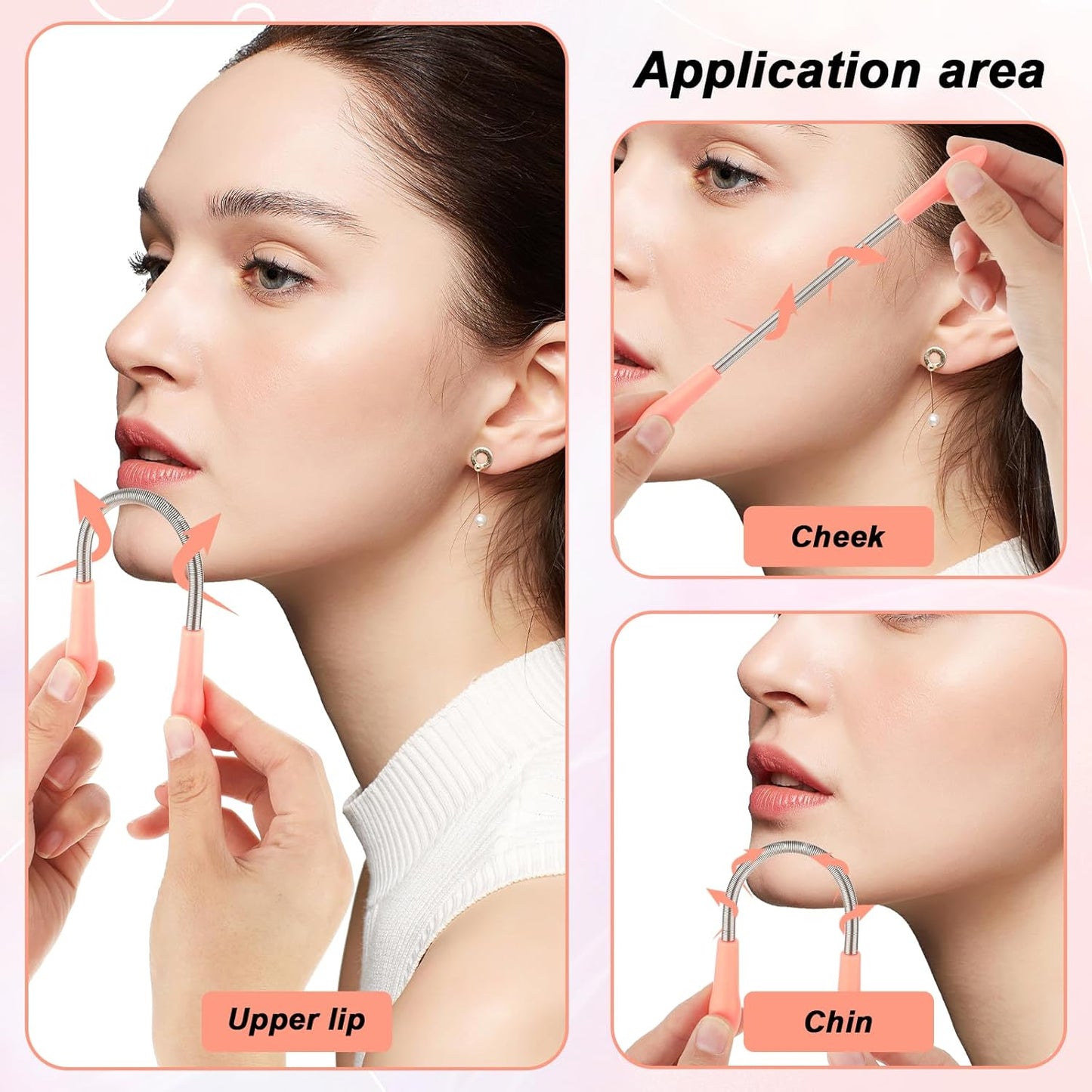 6 Pieces Facial Hair Remover Spring Eyebrow Face Epilator Coil Portable Hair Remover Spring Threading Tool Hair Remover Spring Epilator for Women Chin Cheek Mustache Upper Lip