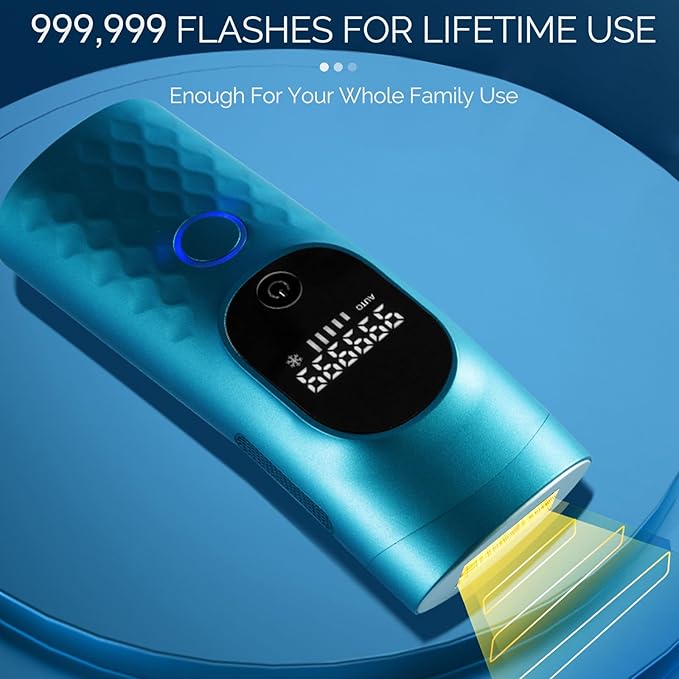 Laser Hair Removal for Women and Men - Permanent Painless Ice Cooling IPL Device Remover Machine with Shaver, Goggles, 999,999 Flashes for Body and Face, Corded