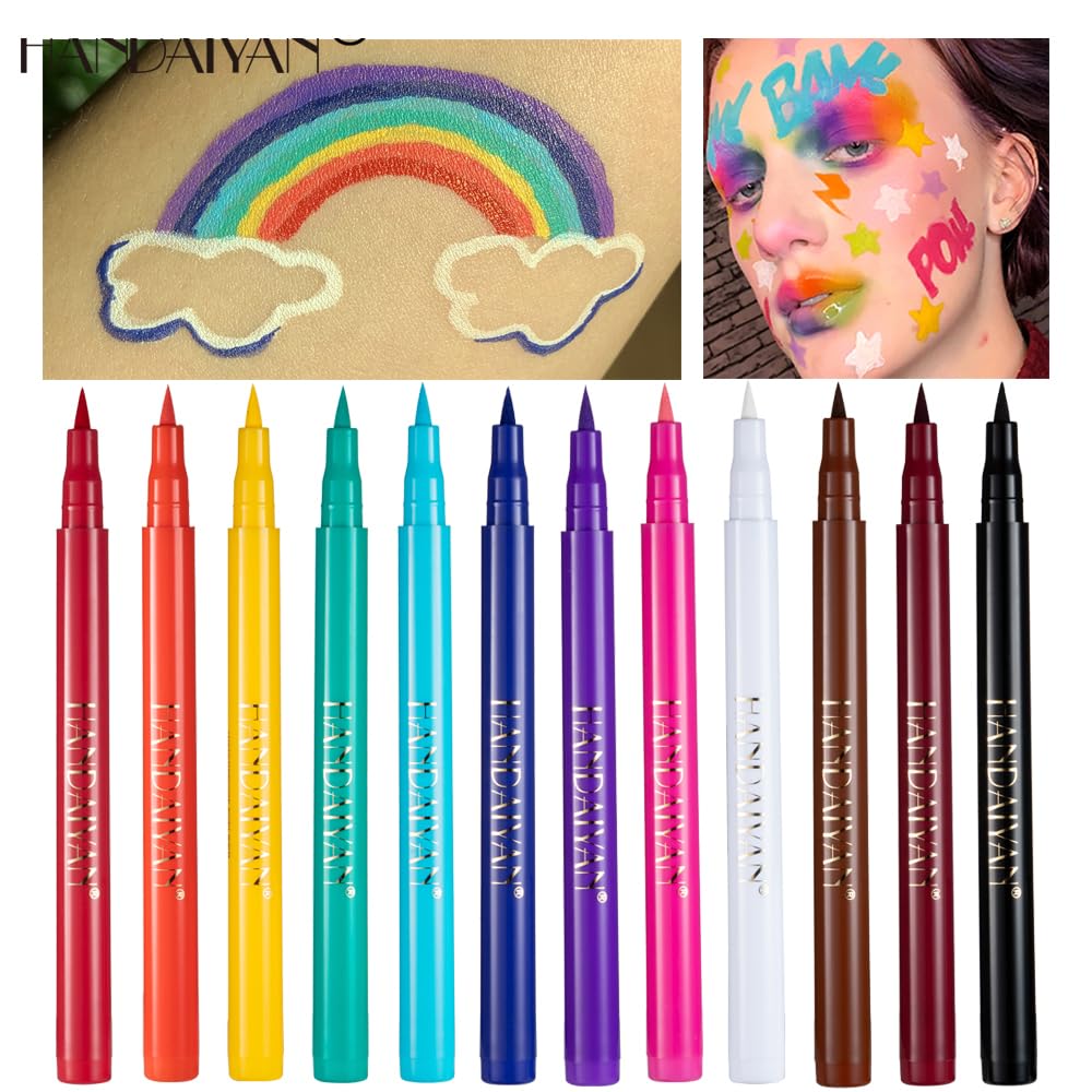 BestLand 12 Colors Matte Liquid Eyeliner Set Rainbow Colorful Neon Eyeliner Pencil Pigmented Waterproof Smudgeproof Long Lasting Gel Eye Liner Christmas Makeup Gift Kit for Women (Set E)