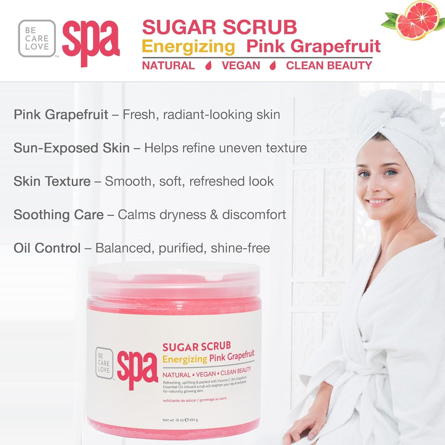 BCL SPA Sugar Scrub Pink Grapefruit, 16 oz