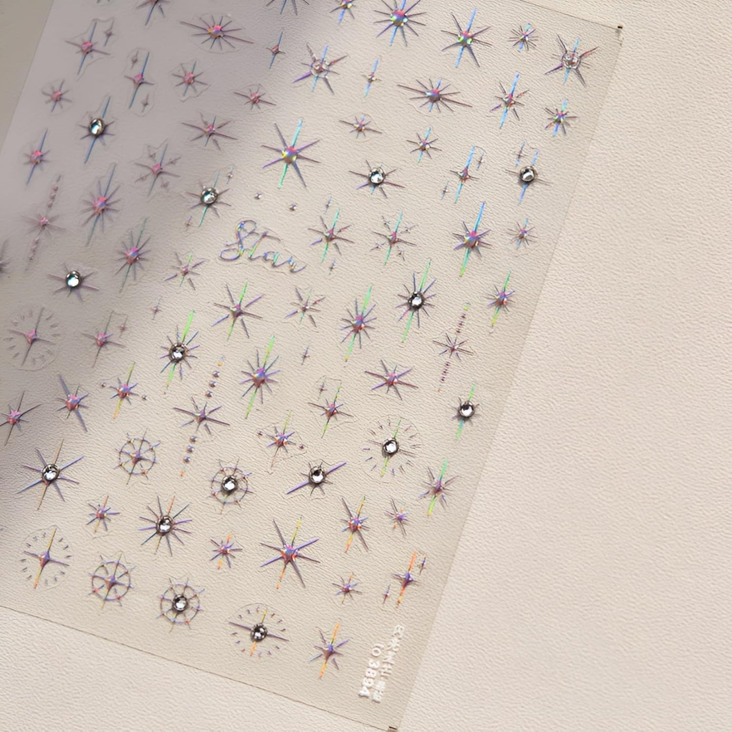 3 Sheets 5D Embossed Star Nail Stickers - Pink Gold White Glitter Shiny Design for DIY Manicure Decoration - Nail Art Supplies for Women