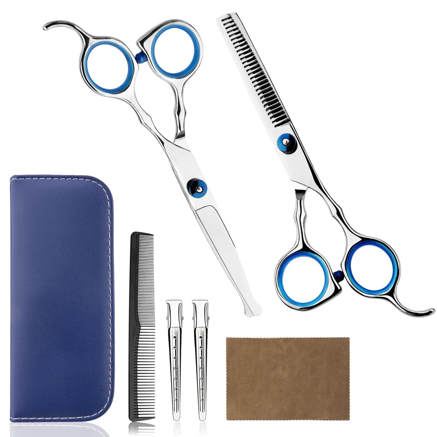 Hair Cutting Scissors Professional Home Haircutting Barber Salon Thinning Shears Kit with Comb and Case for Kids Boys Girls
