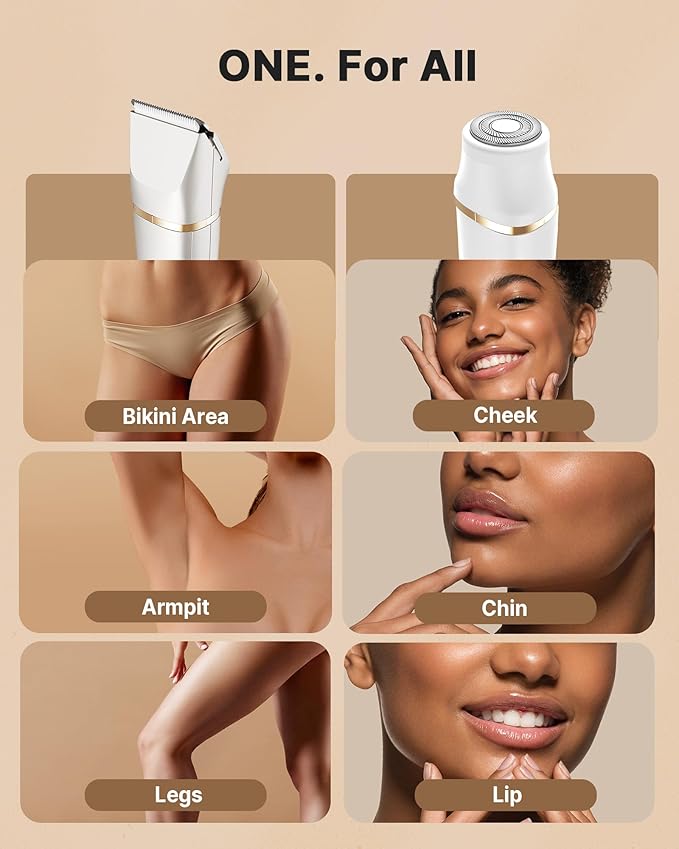 Upgraded Bikini Trimmer for Women, [2in1 & Painless] Electric Face Razors/Shaver for Woman, [Waterproof] Pubic Body Hair Trimmer, Replaceable Ceramic Blade, Superior Charge Dock, Gifts for Women