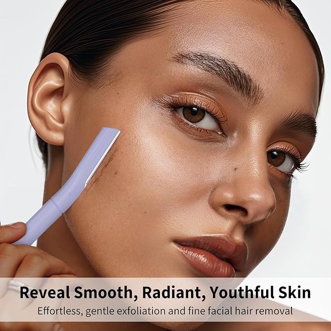Face Razors for Women, Dermaplane Razor for Women Face, Eyebrow Razor, Facial Razors, Dermaplaning Tool, Gentle Skin Exfoliation Microblades for Sensitive Skin, Peach Fuzz Remover, 10 Count (Lilac)
