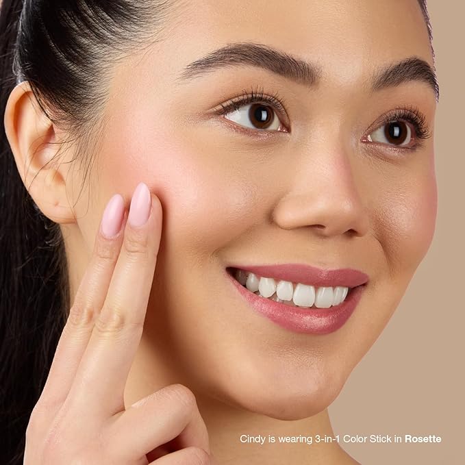 Mineral Fusion 3-in-1 Color Stick, Instant Color Pop, Creamy Multi-Use Blush Stick for Cheek, Lip & Eye, Hydrating, Organic Natural Makeup, Rosette