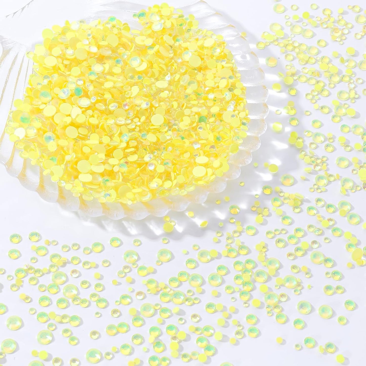 F Yellow Flatback Rhinestones, Glass Rhinestones for Nail Art and Craft, Glue Fix, Loose Crystal Gemstones(F Yellow, SS8, 1440pcs, 2.3-2.5mm)