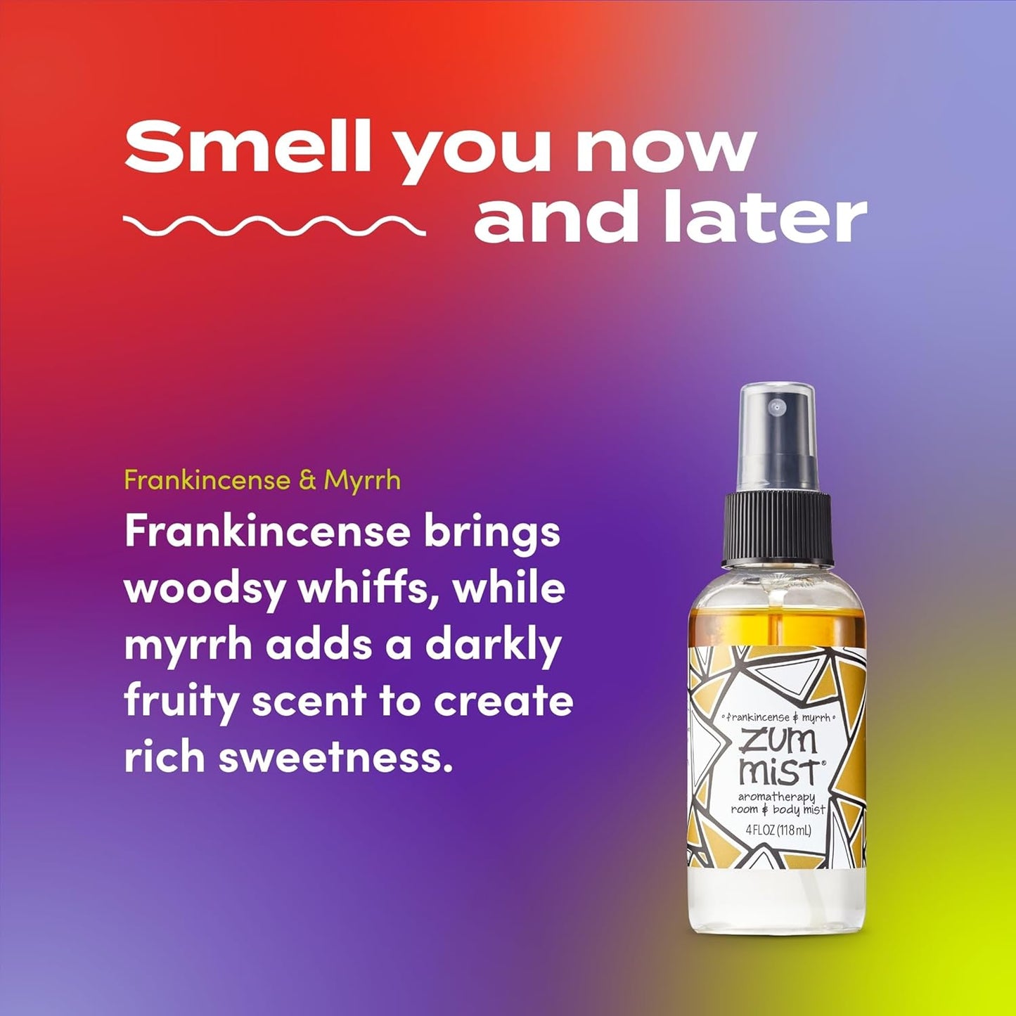 Indigo Wild Zum Mist Room & Body Spray - Aromatherapy Essential Oil Spray - Natural Body Mist & Room Spray - Frankincense & Myrrh Scent - 4 fl oz (2 Pack)