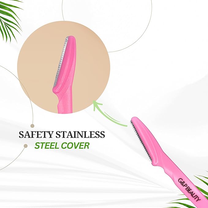 G&P BEAUTY Precision Face & Eyebrow Dermaplaning Kit - 3 Exfoliating Razors with Precision Covers for Women, ideal Gift.