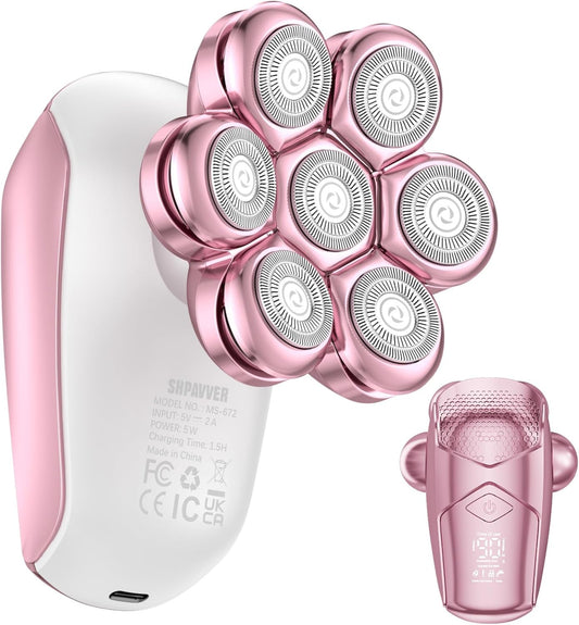 SHPAVVER Electric Razors for Women Legs: Rechargeable Body Shaver - Waterproof Wet Dry Hair Remover - Trimmer for Lady Face Underarms Pubic