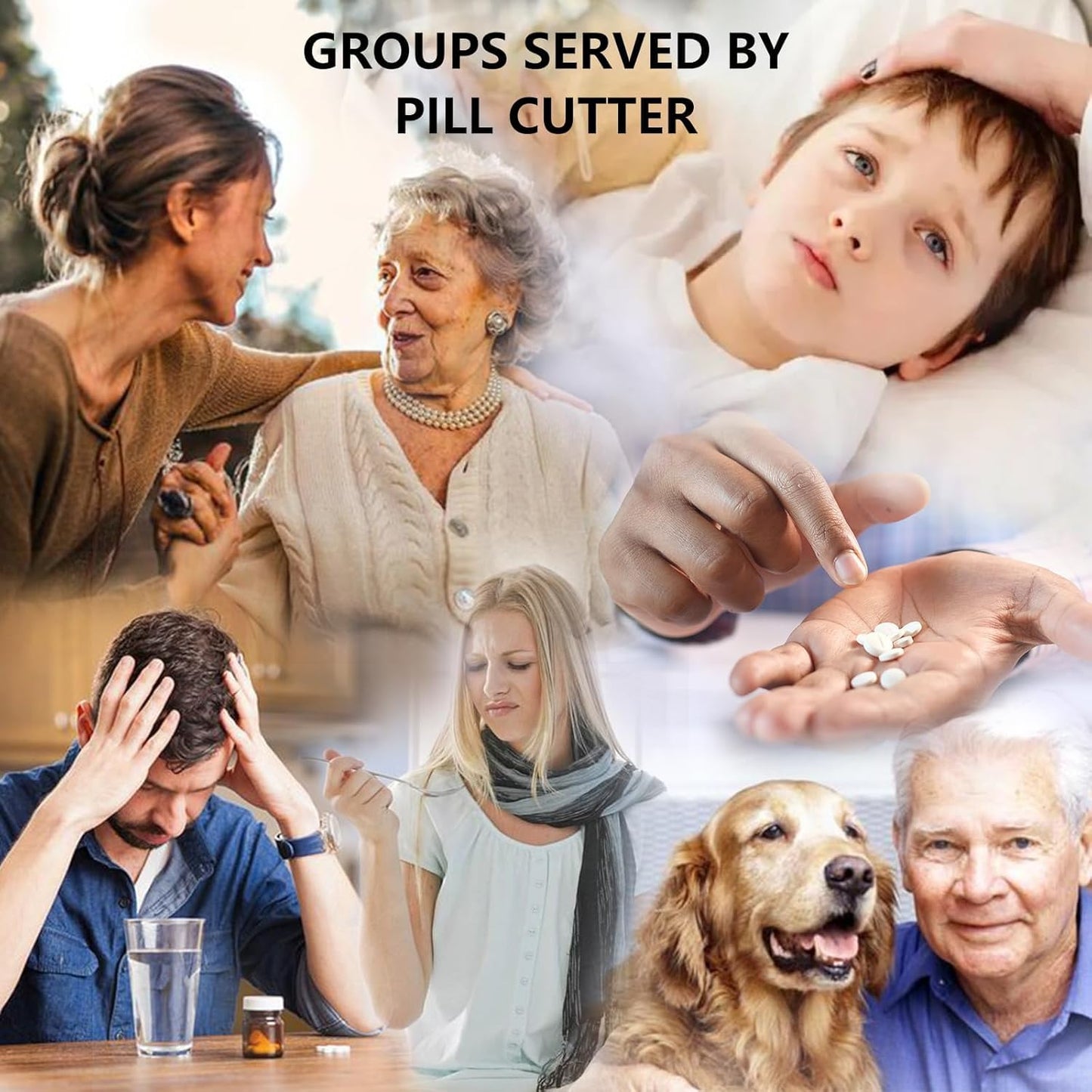 JohnBee Pill Cutter Splitter for Small and Tiny Pills. Adjustable Pill Splitter Accurately Cuts Multiple Pills at Once. Sharp Blade with Safety Guard. Non-Slip Silicone Edge (Dark Purple)