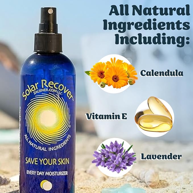 Solar Recover After Sun Moisturizing Spray 3 Pack (12 Ounce Each) - Hydrating Facial & Body Mist - 2460 Sprays of Sunburn Relief With Vitamin E & Calendula - Lotion Delivered in Water For Healthy Skin