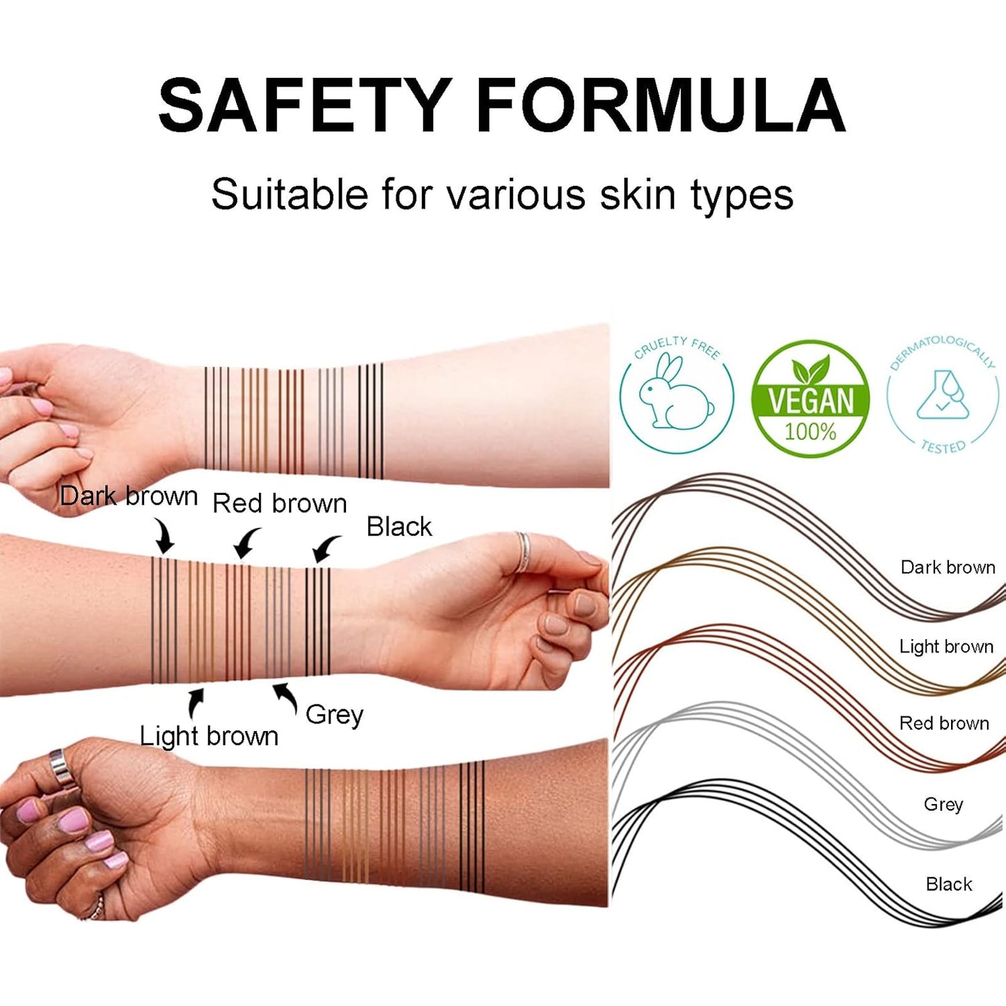 Microblading Eyebrow Pencil, Eyebrow Pen with an Upgrade Micro-Fork Tip Applicator, Waterproof Long-Lasting Microblading Brow Pen, Brow Pencil for Natural Looking Brows Makeup, Gray, 1Pcs