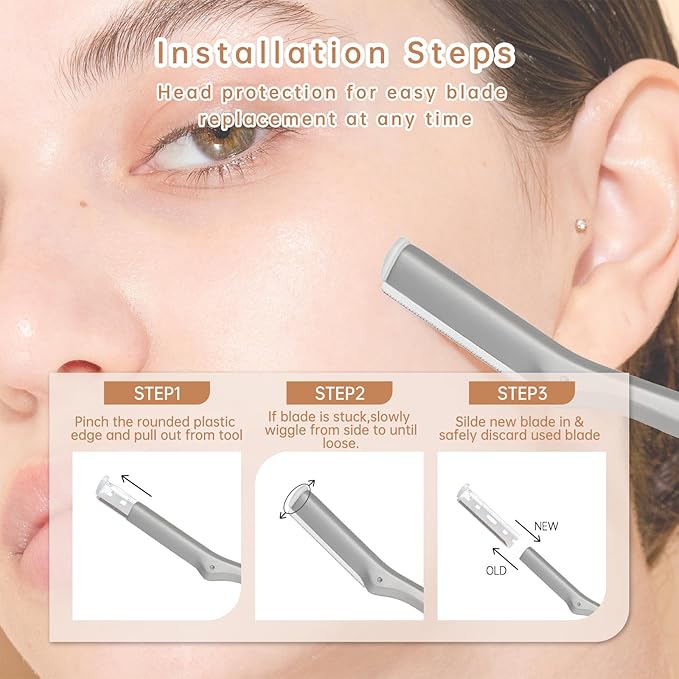 Facial Razor Replacement Blades Be suitable for Twee zerman Stainless steel blade 10 Count (Pack of 1)