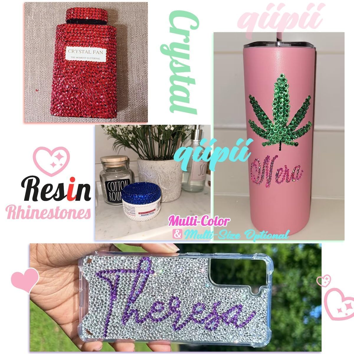 Teal Blue Crystal Resin Rhinestones for Crafting Turquoise Blue Flatback Stones Gems 3mm 4mm 5mm Non-Hotfix Diamonds Crystals Charms for Nails Face Eyes Makeup Body Tumblers Mugs Crafts Shoes