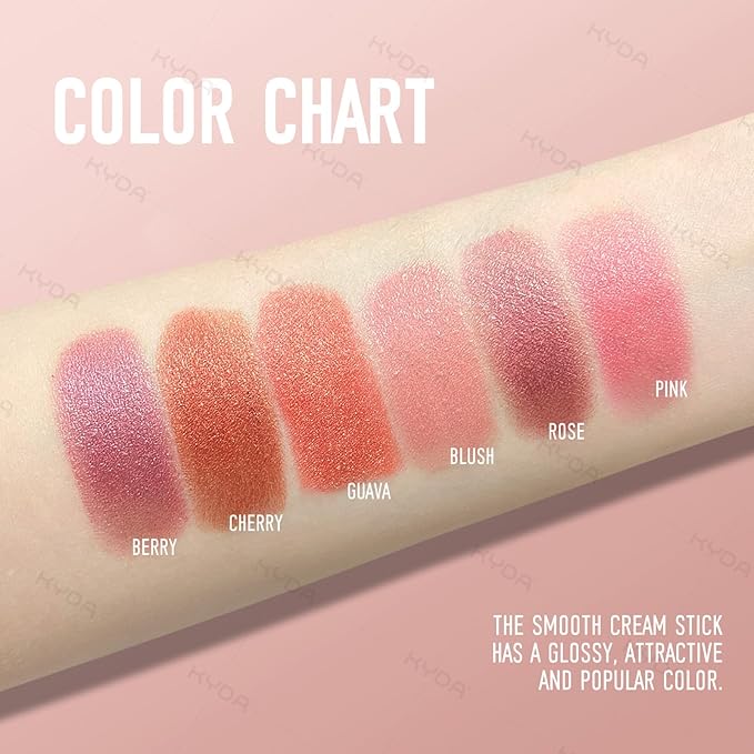 KYDA 3 Colors Mineral Color Balm, Buildable Shimmer Color for Lips and Cheeks, Broad spectrum SPF 35, Natural Shimmer Finish, Lightweight Blendable Creamy, Multiuse Blush Stick, Set A