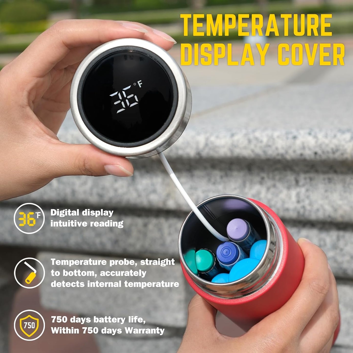 DISONCARE Odyssey 60H Insulin Cooler Travel case Digital Display Medication Cooler for Medicine Travel TSA Approved Ice Pack Diabetic Medical Cooler Diabetes Bag EpiPen with QR Medical Tag(Rescue Red）