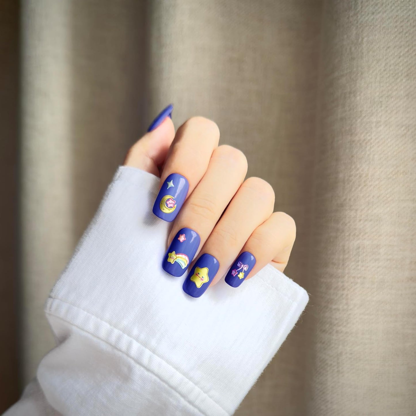 10 Sheets of 3D Nail Stickers - 719 Cute Nail Decals - Embossed Nail Stickers for Kids | Kawaii Theme - Butterfly, Flowers, Cats, Bunny, Stars, Fruits | Glow in The Dark