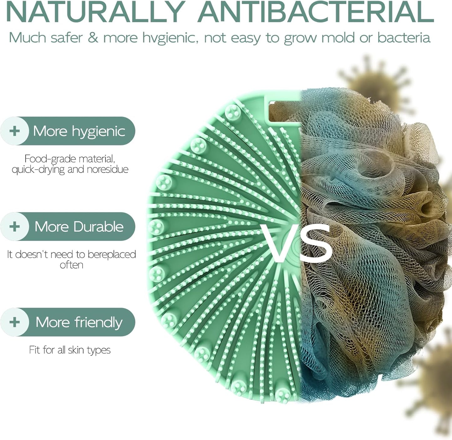 Silicone Body Scrubber 2 Counts, Exfoliating Body Wash Scrubbers Exfoliator, Shower Body Brush for Effective Showering Exfoliation and Gentle Massage (Green+Blue)