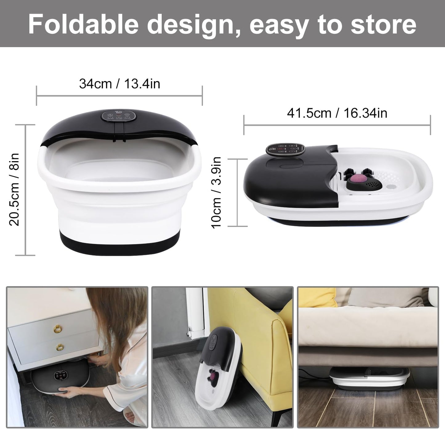 Foot Spa Bath Massager with Heat Bubbles and Vibration Massage and Jets, 16oz Tea Tree Oil Foot Soak Epsom Salt, WHALSTAR Collapsible Foot Bath Bucket With Infrared Fighting Infections & Remote