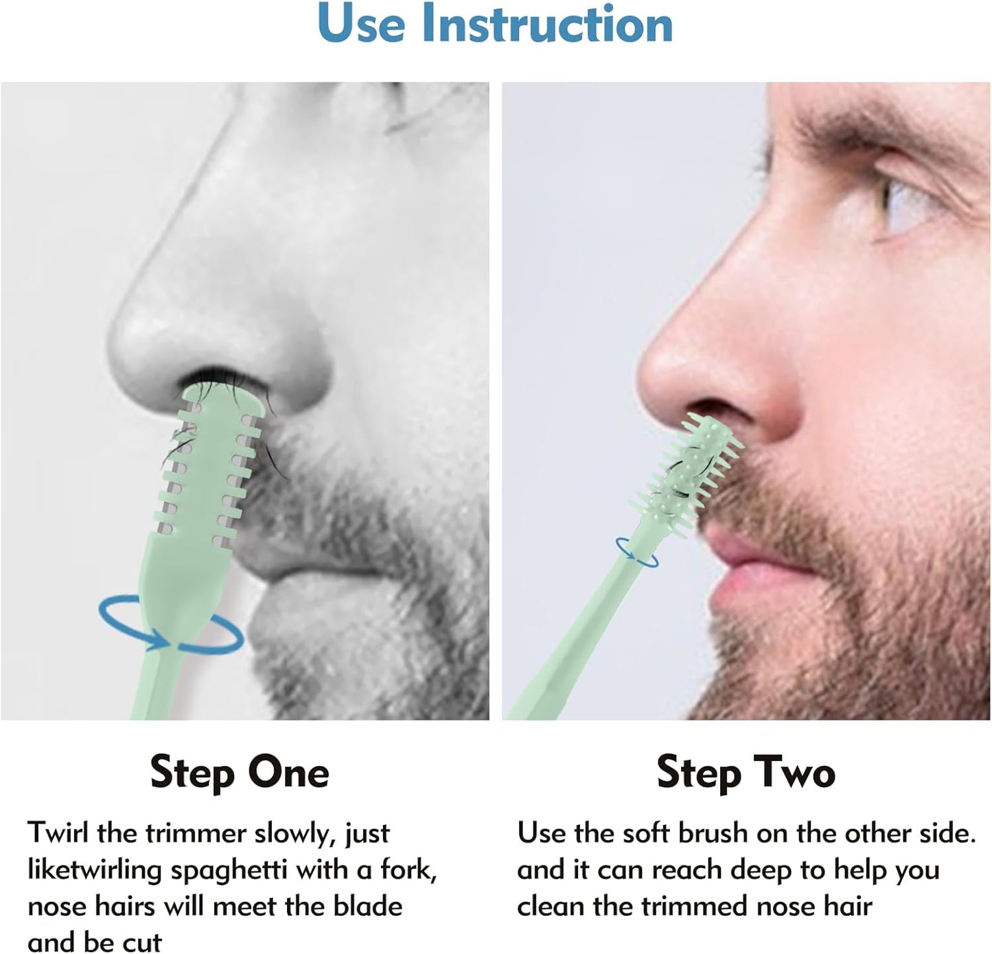 5Pcs 2-in-1 Nasal Hair Cutter, Double Sided Nose Hair Cutter, Portable 360° Rotating Manual Nose Hair Trimmer for Men and Women, Colorful