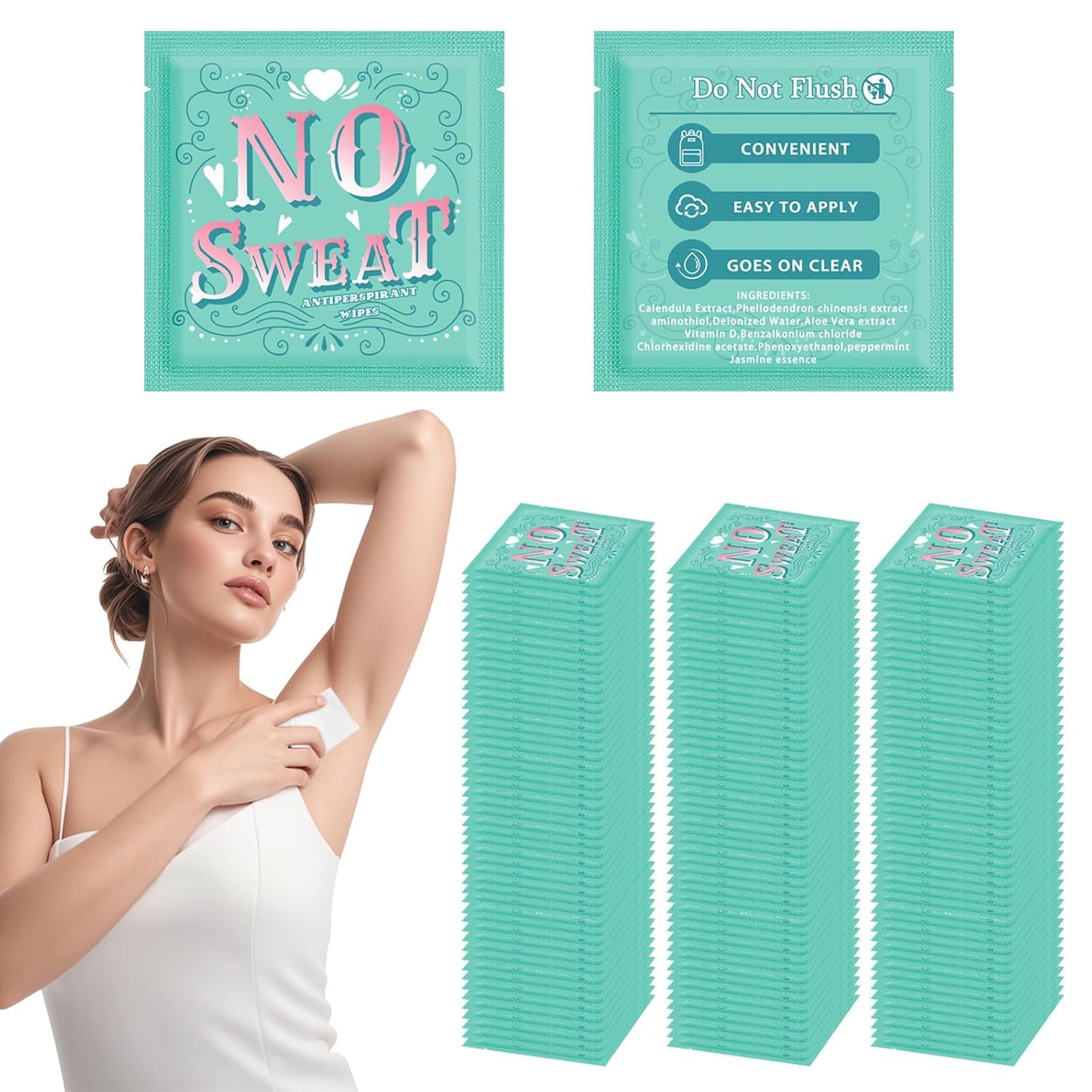 Travel Deodorant 150 pieces of Antiperspirant deodorant Wipes And Body Wipes Individually Wrap Hypoallergenic Mini Deodorant Underarm Sweating And Travel To Clean Skin For Female Male Teenagers