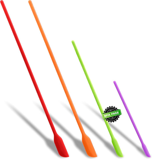 Anaeat Mini Silicone Spatulas - Set of 4 Multifunctional Small Kitchen Scraper Lotion Stirrer Tiny Makeup Beauty Spatula Reusable for Jam Jar, Cosmetic Bottles, Narrow Can and Thin Bottles (Colorful)