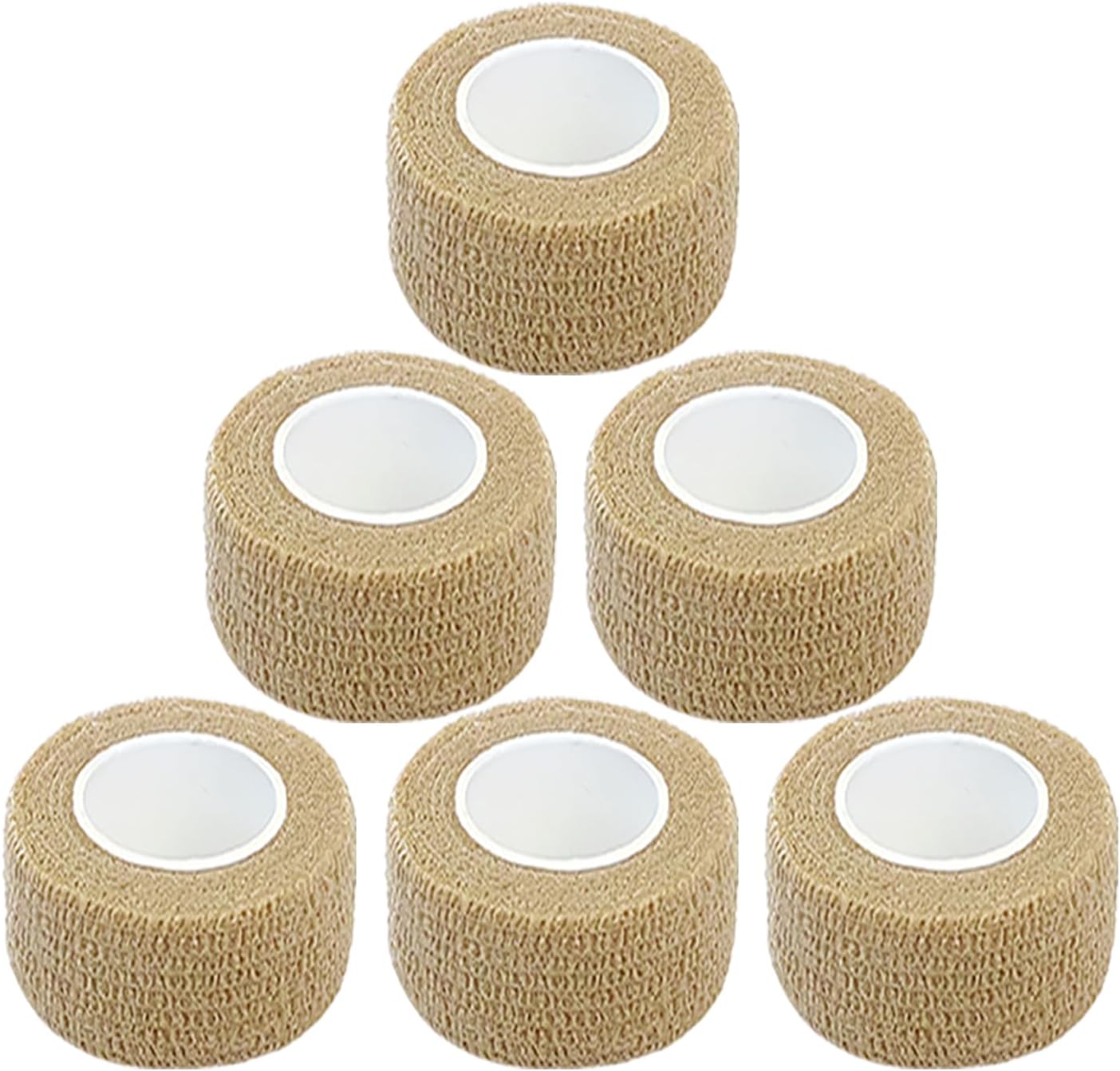 Hysiwen 6 Pack 1" x 5 Yards Self Adhesive Bandage Breathable Cohesive Wrap Self Adherent Vet Tape Self Stick Bandage Wrap for Sports, Athletic, Wrist, Ankle(Skin Color)